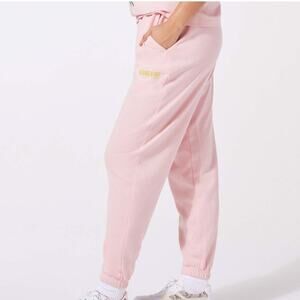 SAVAGE & FENTY Essential Terry Scope Logo Classic Jogger Sweatpants L Petal Pink